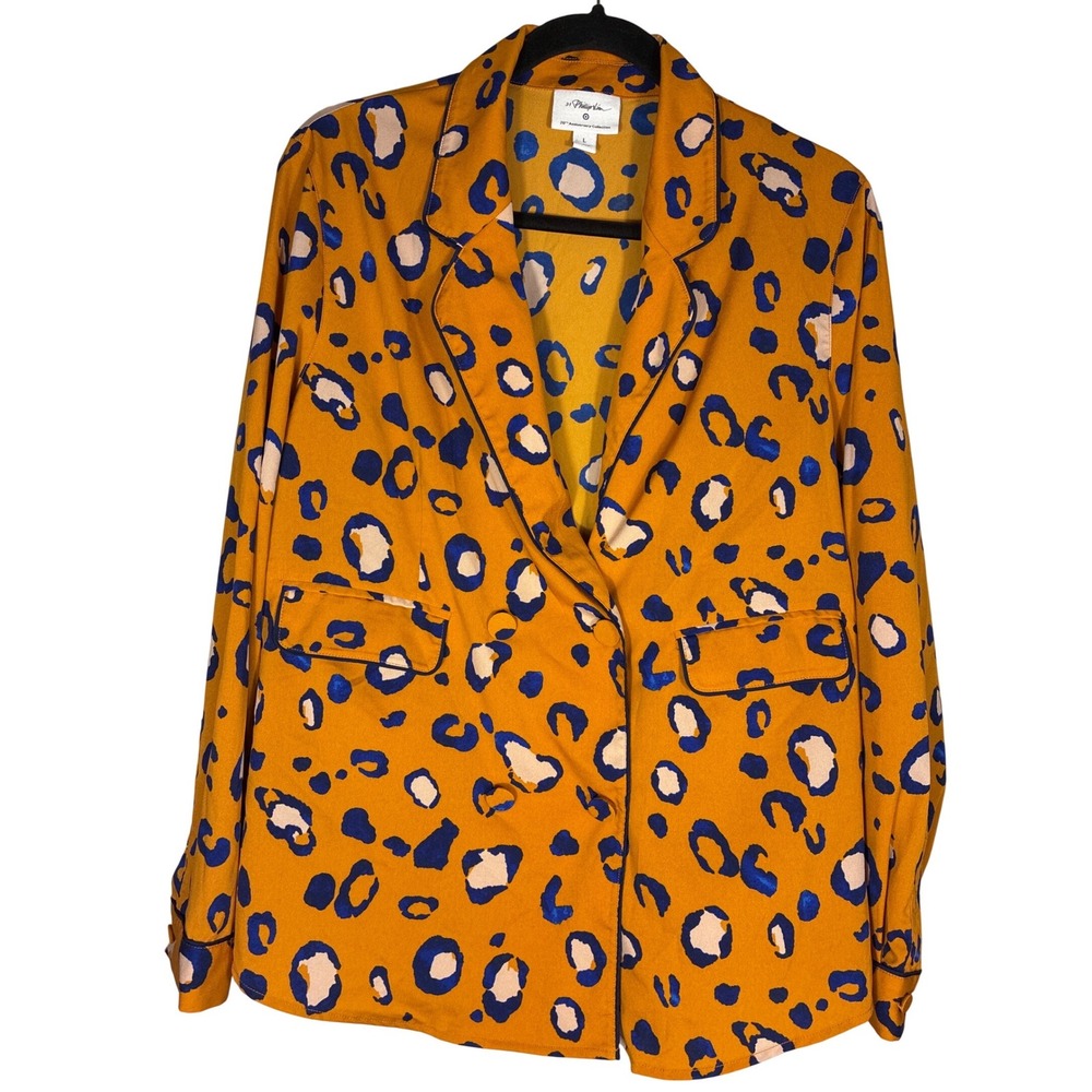 Phillip Lim Leopard Print lightweight Blazer mustard yellow size L